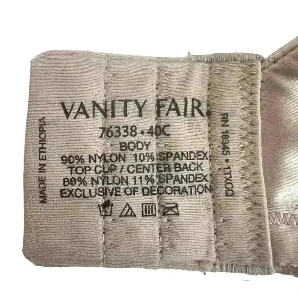 Vanity Fair Bra 40C Illumination Full Coverage Underwire Tan Nude Satin 76338 - Picture 10 of 10